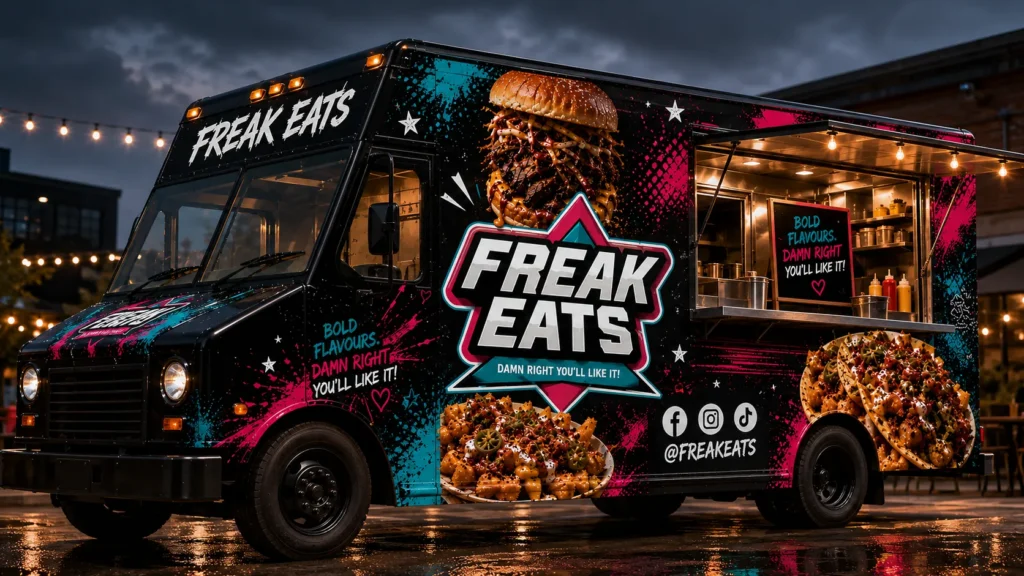 Freak Eats food truck hire for an evening event