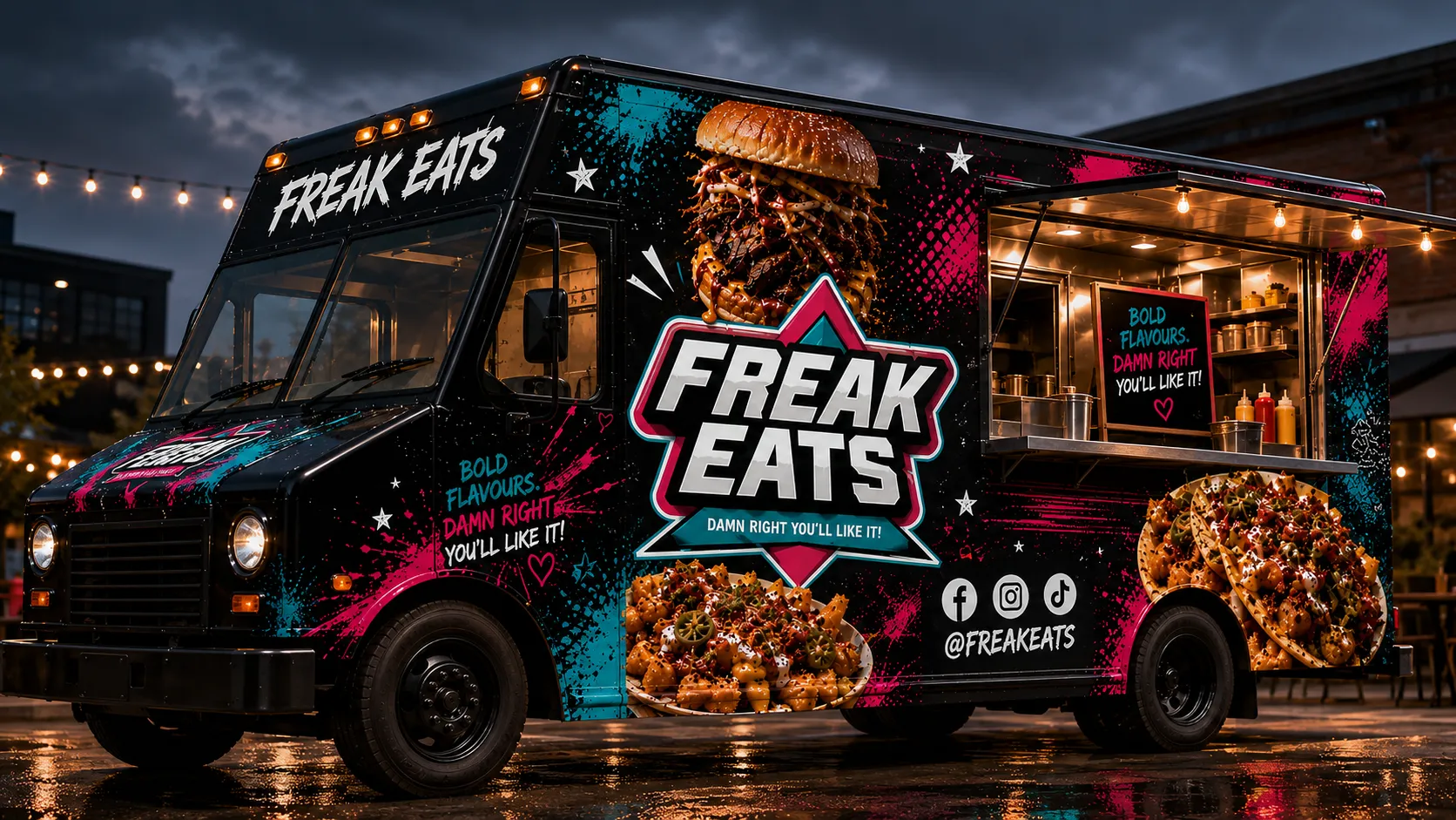 Freak Eats food truck at night