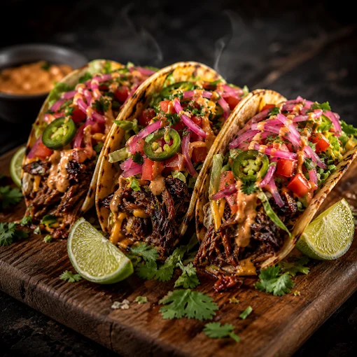 Loaded tacos with pickled onion and jalapeno - Freak Eats food truck gallery